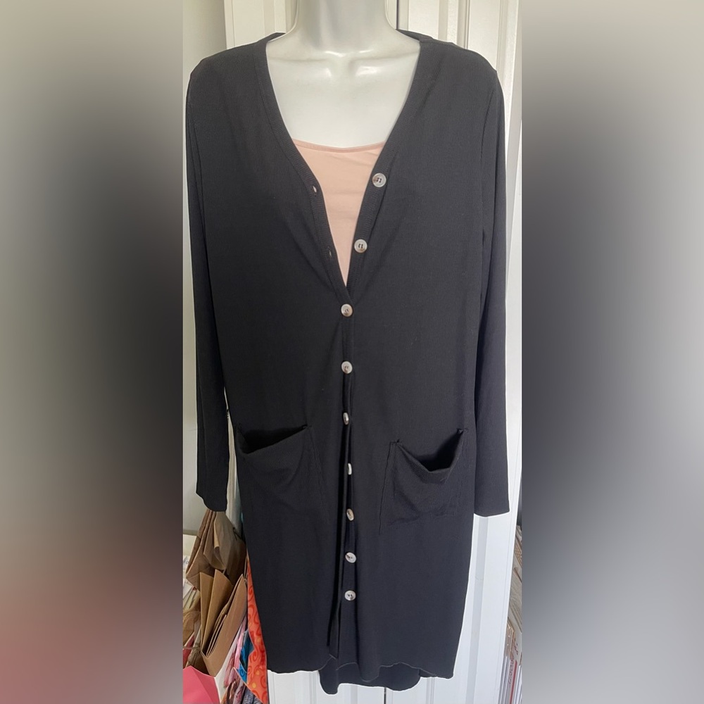 Black Ribbed Duster M